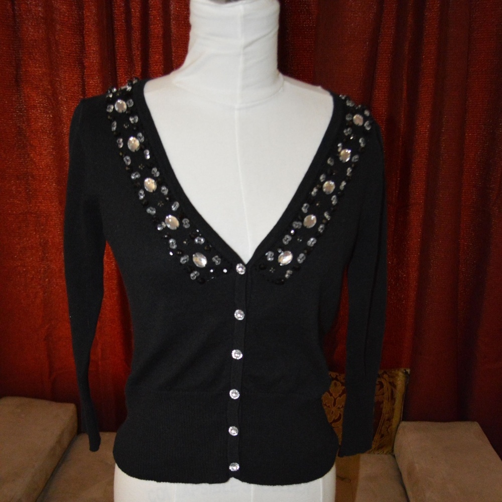 Cool Attitudes Black beaded cardigan Sweater
